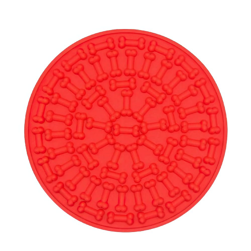 Tapete de lamber de silicone vermelho