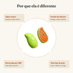 Benefícios da escova a vapor: vapor suave, cerdas de silicone, recarrega por USB, todo tipo de pelo