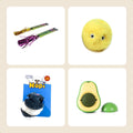 Kit Gato Feliz: varinha pom-pom, bolinha com som, ratinho com vibração e abacate de catnip